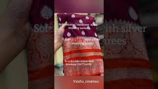 ##Soft banarasi silk sarees with  silver weaving.  #booking #sarees #trending #viralshots #vaishu