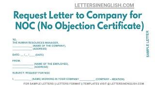 Request Letter To Company For NOC No Objection Certificate - Sample Letter to HR Regarding NOC