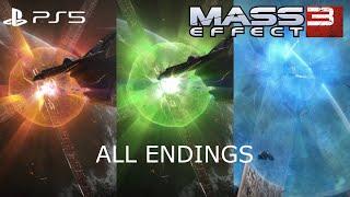 Mass Effect 3 Legendary Edition Remastered - All Four Main Endings 1080p PS5