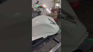 Tratamento e repintura de tanque com adesivo pintado. Veículo: CB300r #garagemdodennys #moto