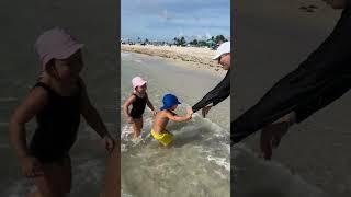 Забавные дети ловят папу. Веселое детское видео! #kids #beachbaby #funnybaby #funny #beachplay