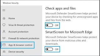 How to disable smart screen filter on windows 10 computer