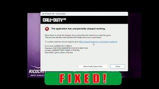 FIX | The Application has Unexpectedly Stopped Working Call of Duty Error Steam