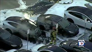 Tesla erupts in flames at Fort Lauderdale dealership