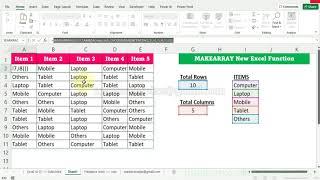 MAKEARRAY New excel function in Ms excel Office 365