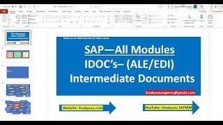 IDOC's--Intermediate Document(SAP All Modules required concept)--ALE/EDI  IDOS full overview