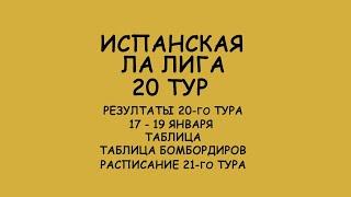 Ла Лига 20 тур результат матчей. Таблица. Таб. Бомбардиров. Расписание 21го тура