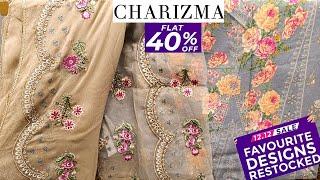 Charizma Unstitched Sale Flat 40% OffCharizma Lawn Collection Sale 2024