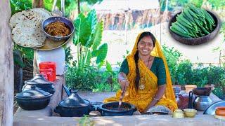 Bhindi Masala || Gujrat Village Food || Traditional Cooking In Village