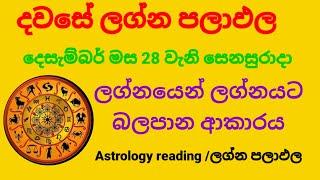 Dawase lagna palapala/ Daily horoscope /දෙසැම්බර් මස 28 වැනි සෙනසුරාදා ලග්න පලාඵල