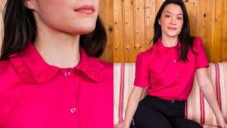 How To Sew A Shirt | Ruffle Collar And Puff Sleeve Blouse DIY