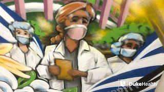 Mural captures team members supporting patient care during COVID-19 | Duke Health