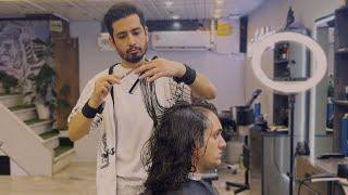 | ASMR  BARBER | Relax & unwind in Milad barbershop with ULTRA long - haired customer!