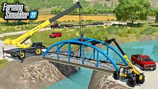 BUILDING A BRIDGE ACROSS GIANT RIVER! (BIG CRANE NEEDED!) | FARMING SIMULATOR 22