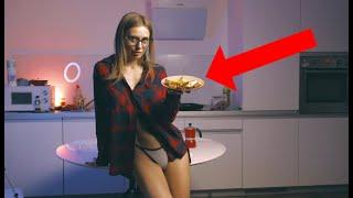 ASMR SEXY GIRL COOKING  no bra #bakedpotatoes