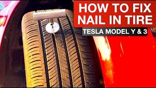 Tesle Model Y & Model 3 - Fixing Flat Tire w/Nail - Patching a Tire