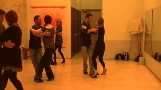 Argentine Tango Lesson - Intermediate level Barrida from sandwich position