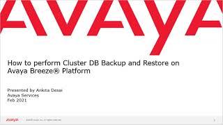 How to collect Cluster DB Backup and Restore Backup on Avaya Breeze® Platform