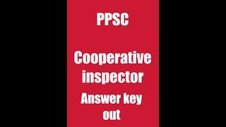 PPSC COOPERATIVE INSPECTOR ANSWER KEY OUT