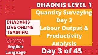 BHADANIS ENGLISH LECTURE QUANTITY SURVEYING LEVEL 1 LABOUR PRODUCTIVITY ANALYSIS AND PROFIT AND LOS