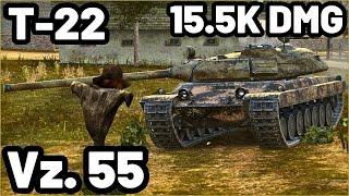 Vz. 55 & T-22 | 15.5K DAMAGE | WOT Blitz Pro Replays