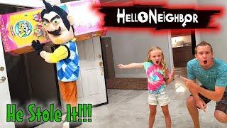 Hello Neighbor in the Dark!!! He Stole Our Pikmi Pop Box! Pikmi Pops Toy Scavenger Hunt!