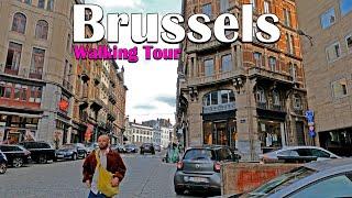 Brussels, Belgium  - Walking Tour 4K - Walk in Center of Brussels - April 2024