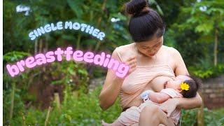 Single Mom Breastfeeding - A Beautiful Day of a Young Single Mom and Her Baby