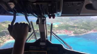 Cockpit view while landing St. Barth's airport(SBH)