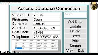 How to Create a C# MS Access Database Connection with Save, Update, Delete and Search -Full Tutorial