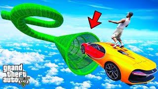 FRANKLIN TRIED IMPOSSIBLE LONGEST CURVY LOOP PARKOUR RAMP CHALLENGE GTA 5 | SHINCHAN and CHOP