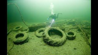 Plastic trash in the ocean floor