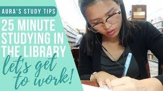 STUDY WITH ME (Library Background Sound + NO MUSIC) Pomodoro 25 Minutes