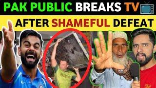 PAK PUBLIC BREAKS TV AFTER DEFEATED BY INDIA  | KING KOHLI 100*  PAK PUBLIC AGGRESSIVE REACTION