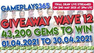 GamePlays365 GiveAway Wave 12 for April 2021 [43,200 Gems for Tennis Clash]