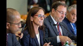 UNDP's Linda Maguire speaks during the 2024 UN HLPF