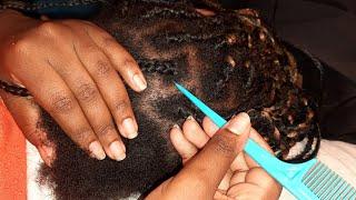 ASMR Most Relaxing Scalp Scratch with a Rat Tail Comb while taking down Box Braids #asmr #asmrsounds