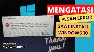 Pesan error pada saat install ulang windows 10