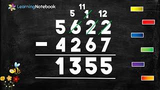 Subtraction of 4 digit numbers with borrowing