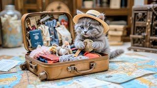 Cute kitten  Going on Trip |#cat#shorts#aicat#cutecat#catlovers #animation#cartoon