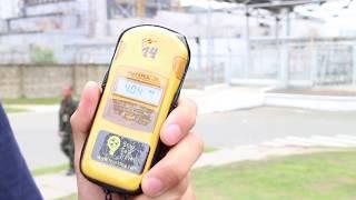 Dosimeter reading outside Chernobyl reactor 4 in summer 2016