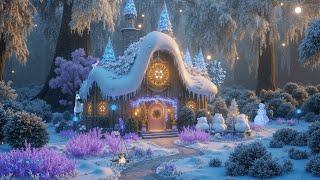 Winter Enchanted Forest Night Ambience ️ Snowfall, Soothing Chimes & Mystical Fairy Atmosphere