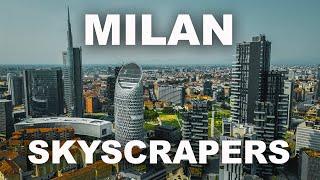 Skyscrapers Milano vista dal drone. Milano Porta Garibaldi, Isola District.