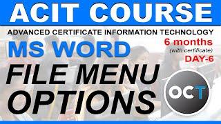 Advanced CIT Course - Microsoft Word Processing: File Menu - CIT Course - Class 6