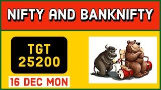 Nifty prediction 16 Dec Mon I banknifty prediction 16 Dec Mon I nifty and Banknifty prediction