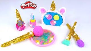 Play Doh Makeup Set How to Make Eyeshadow Lipstick Nail Polish Unicorn with Play Doh Fun for Kids