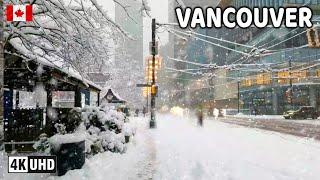  【4K】️️️ EXTREME SNOWSTORM in Downtown Vancouver BC & Burnaby BC, Canada. January 2024.