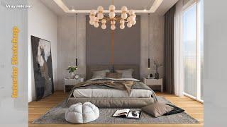 Modern Bedroom | Sketchup interior | Vray Sketchup tutorial #55