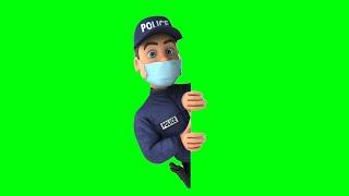 Police Man 3D Cartoon Animation Green Screen