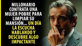 MILLONARIO CONTRATA UNA MUJER POBRE PARA LIMPIAR SU MANSIÓN... UN DÍA LA ESCUCHA HABLANDO Y...